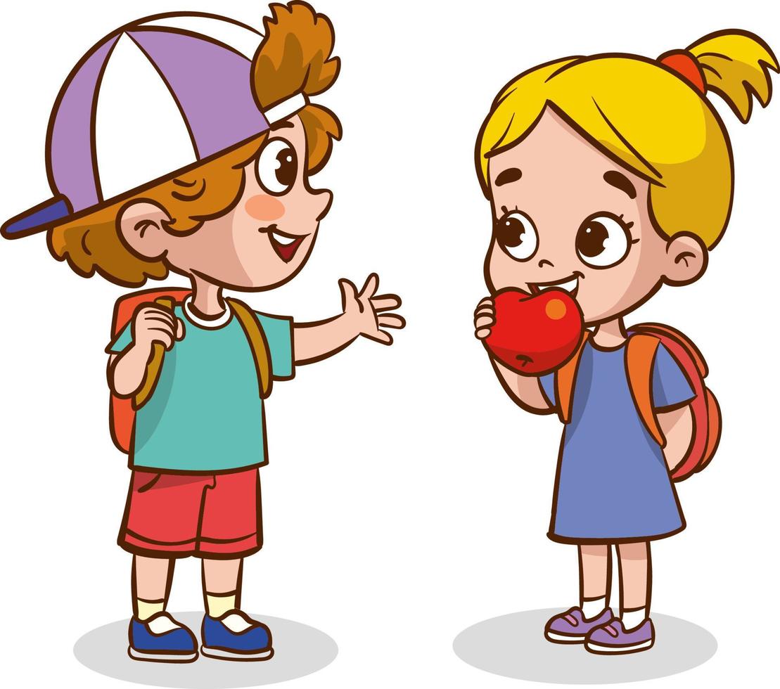 little cute two kids talking vector illustration