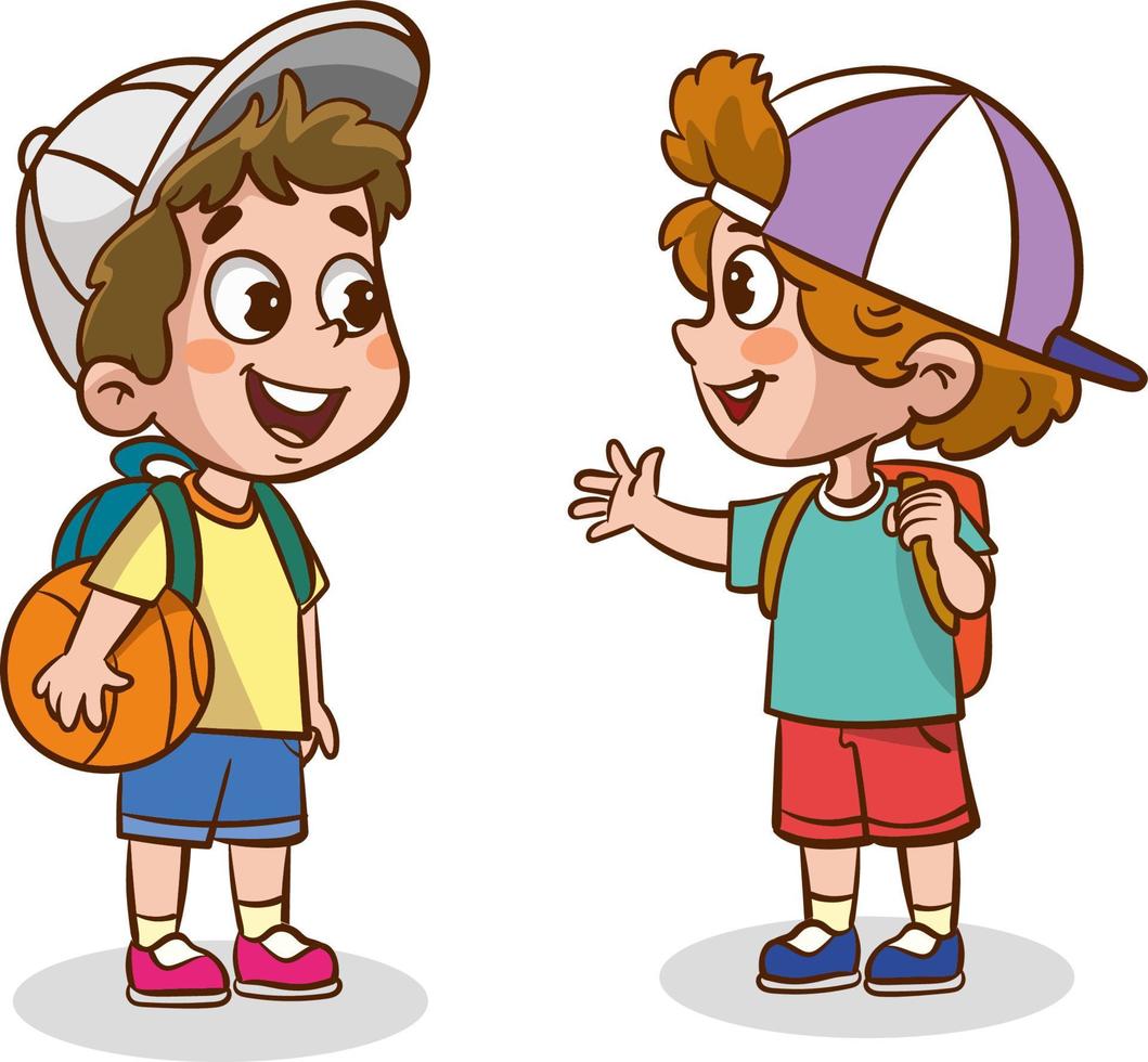 little cute two kids talking vector illustration