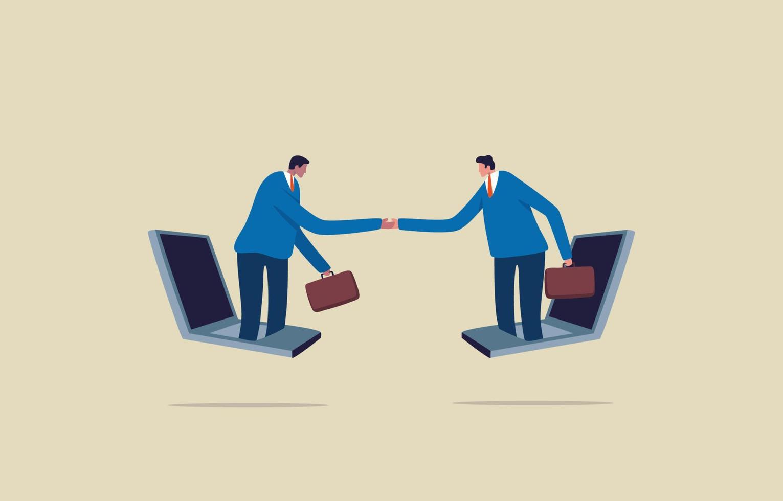 Online Business Communication. Businessmen Remote Aigreement. Two businessmen agree on business. Illustration vector