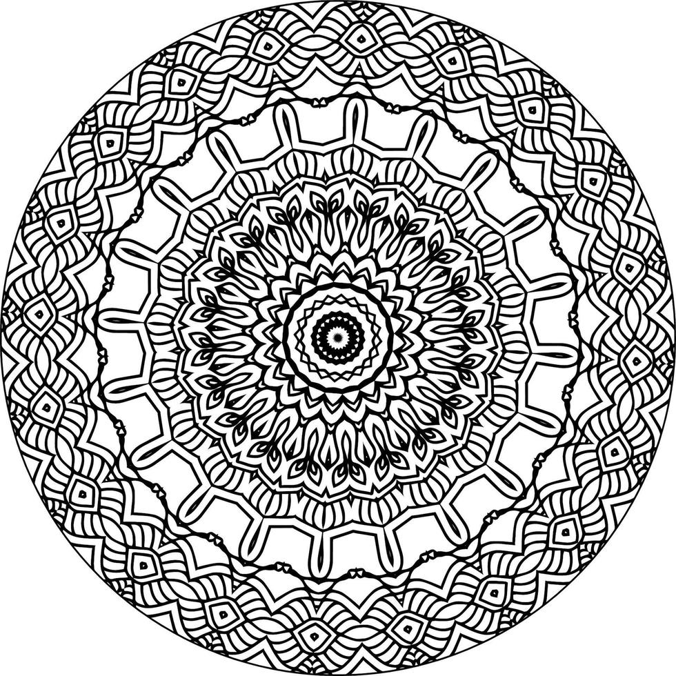 Easy circular pattern in form of mandala for Henna, Mehndi, Tattoo, Decoration. Decorative ornament in ethnic oriental style. Coloring book page vector
