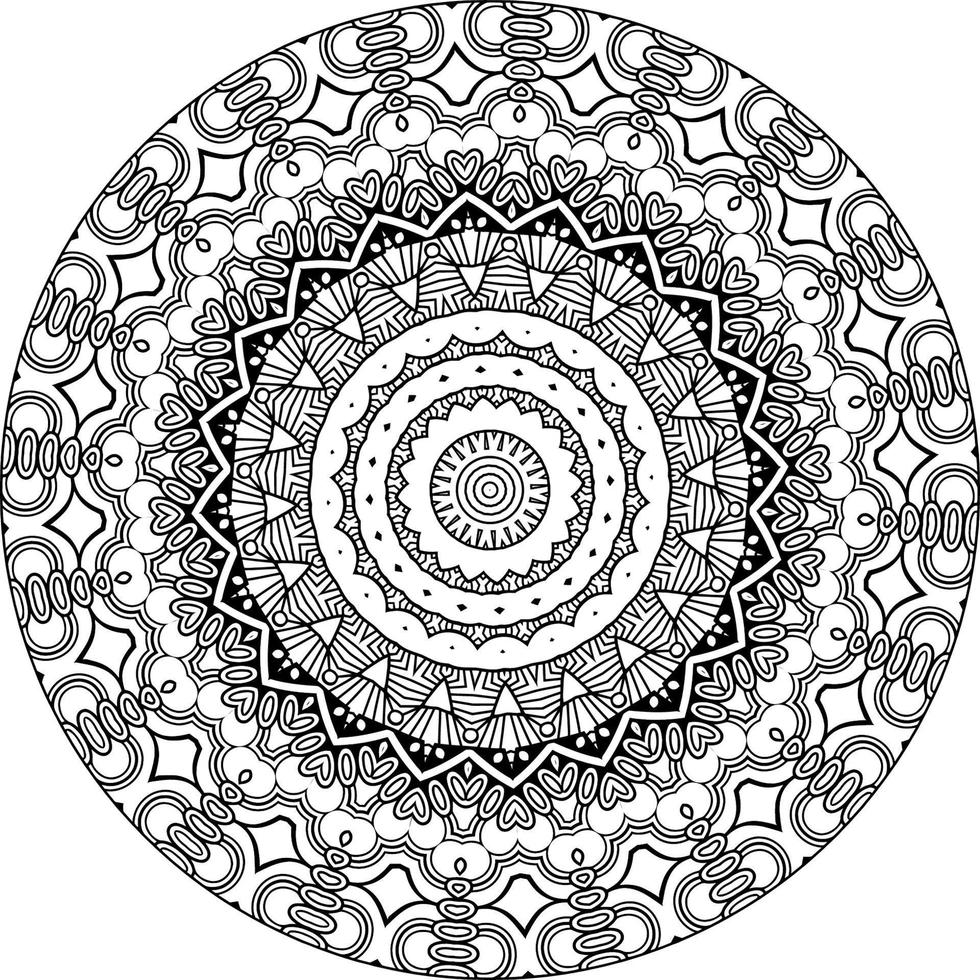 Easy circular pattern in form of mandala for Henna, Mehndi, Tattoo, Decoration. Decorative ornament in ethnic oriental style. Coloring book page vector