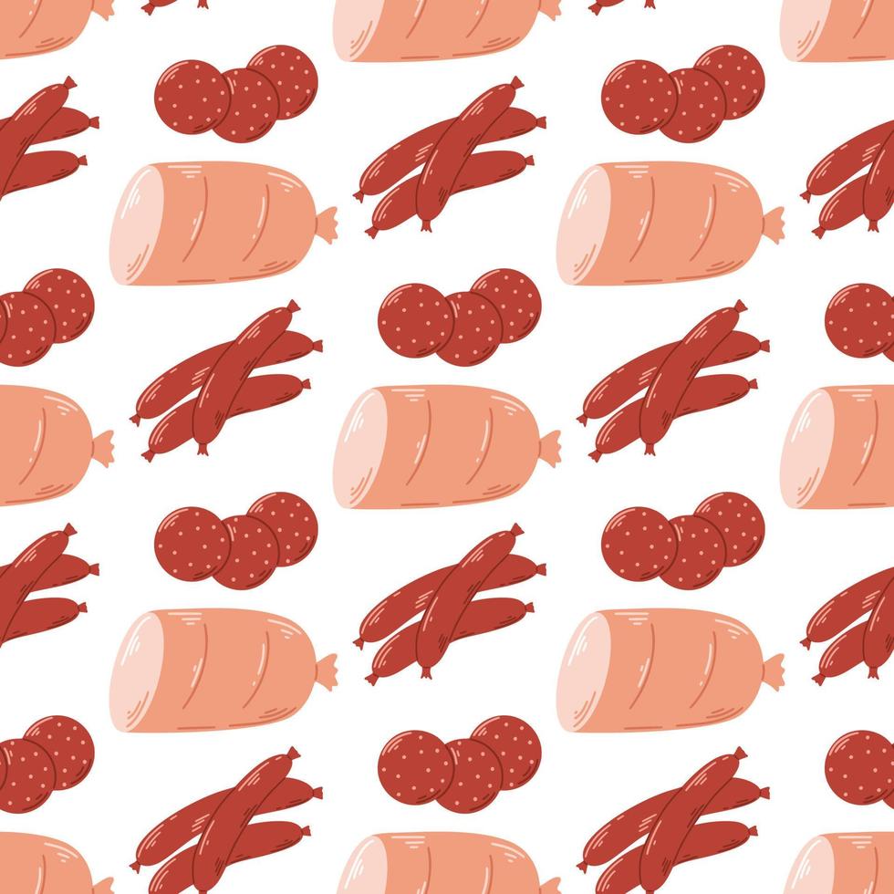 Sausage and ham seamless pattern vector