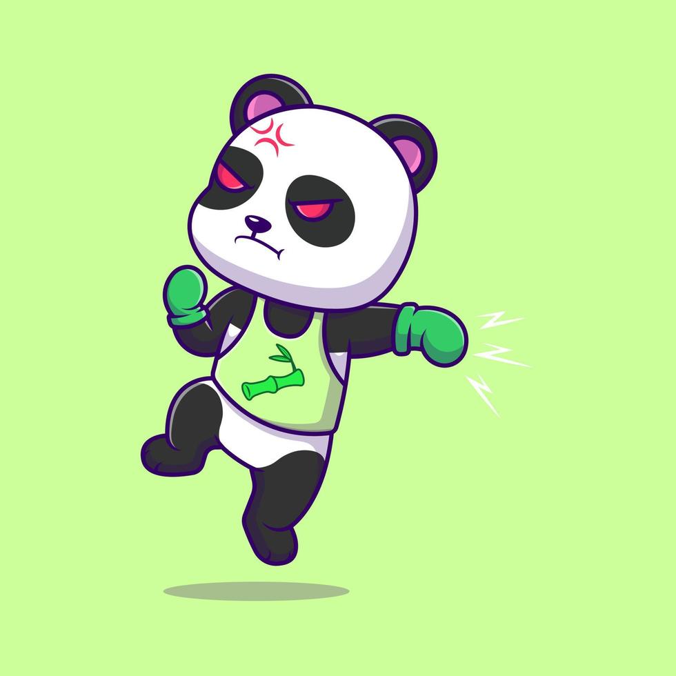 Cute Panda Boxing Cartoon Vector Icons Illustration. Flat Cartoon Concept. Suitable for any creative project.