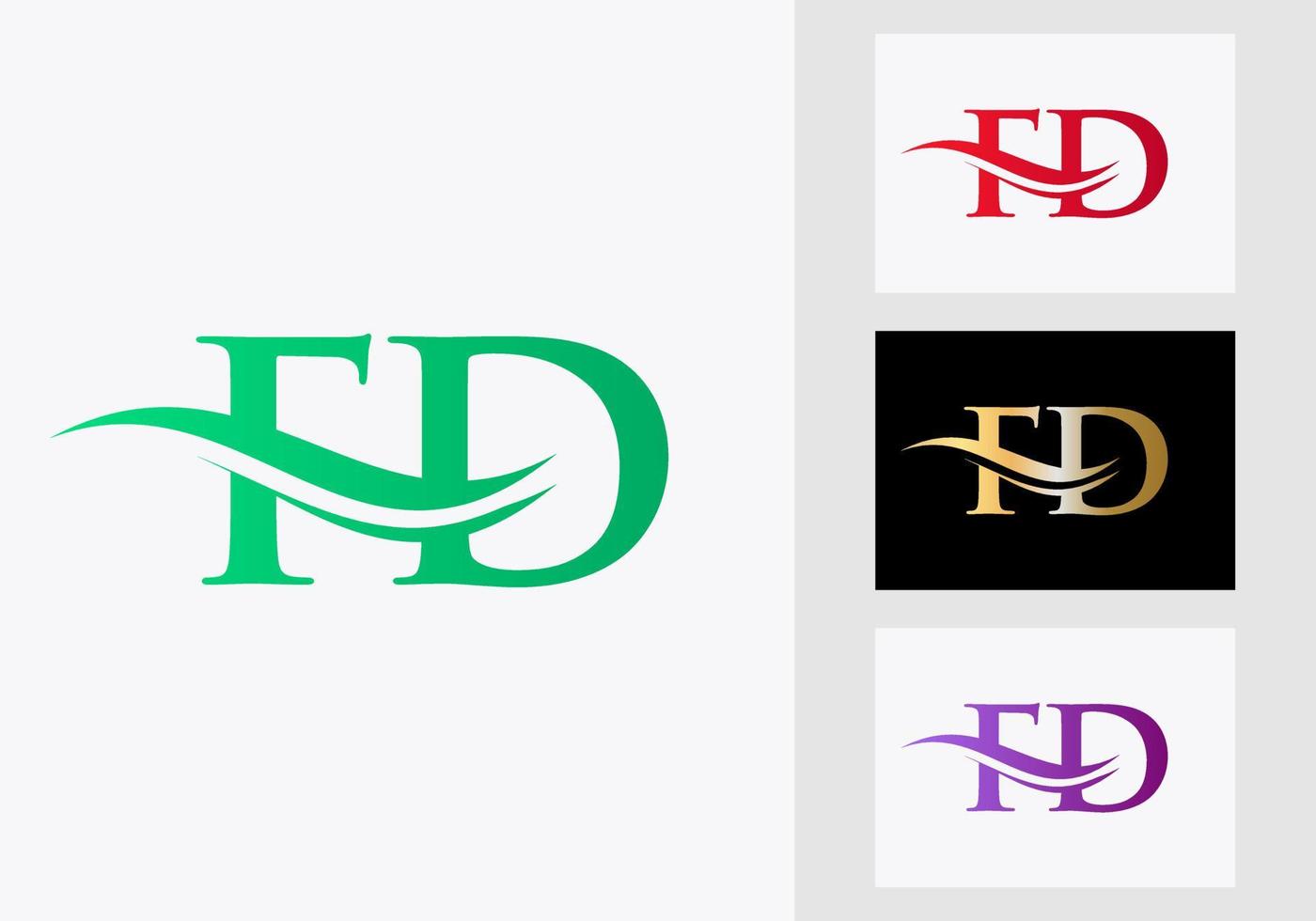 Initial Monogram Letter FD Logo Design. FD Logotype Template vector