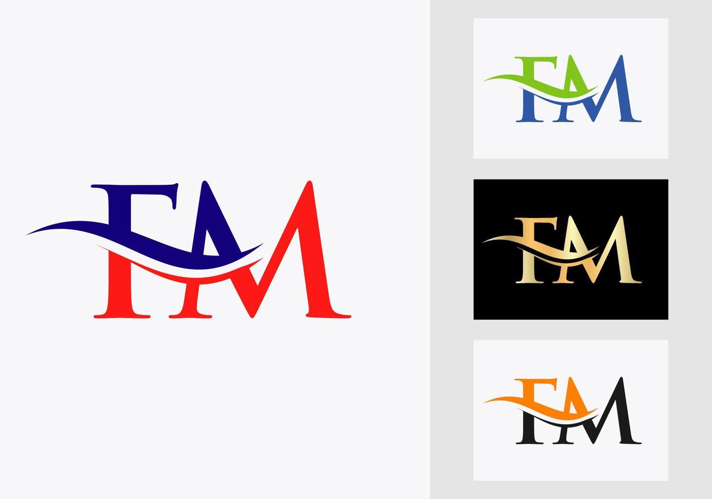 Initial Monogram Letter FM Logo Design. FM Logotype Template vector