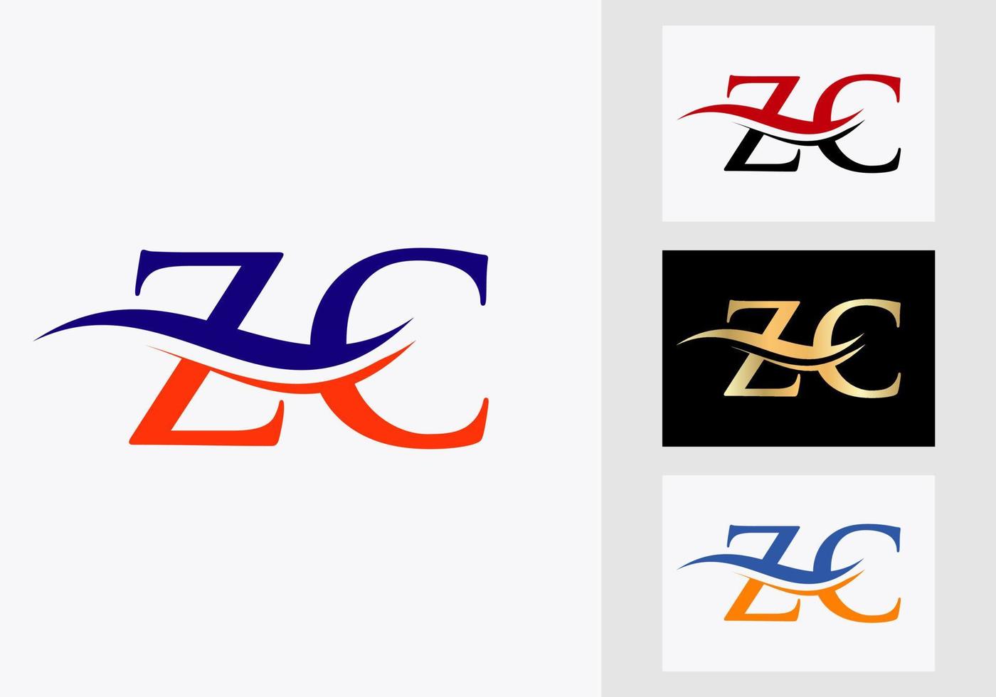 Initial Monogram Letter ZC Logo Design. ZC Logotype Template vector