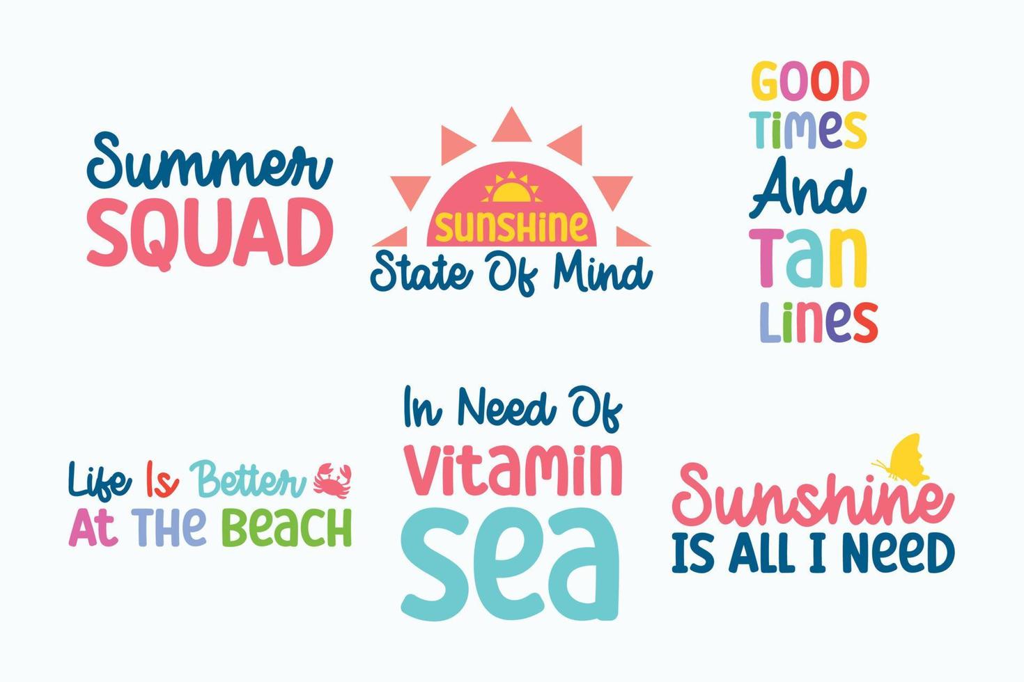 Summer quote vector files and beach illustrations