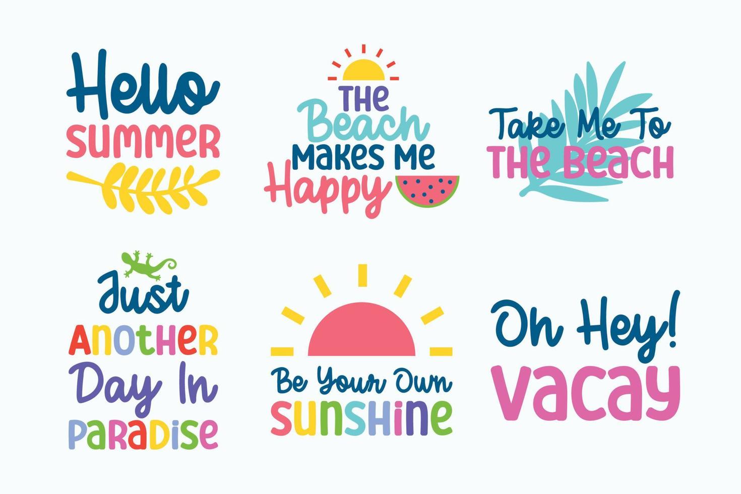 Summer quote vector files and beach illustrations