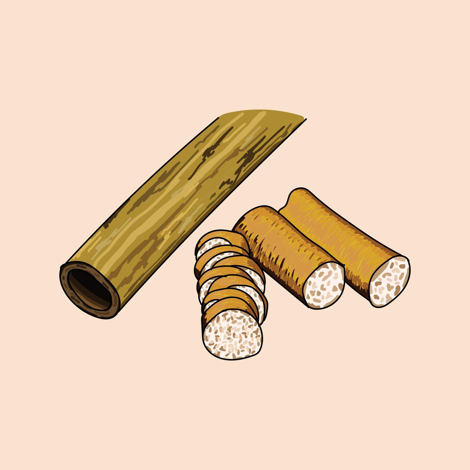 Lemang vector illustrator malaysia food for eid and ramadan festival