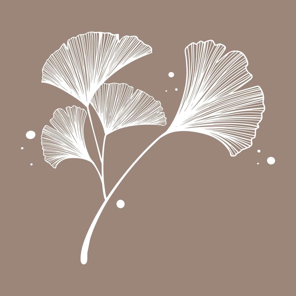 ginkgo leaf handwriting for card decoration clip art. vector