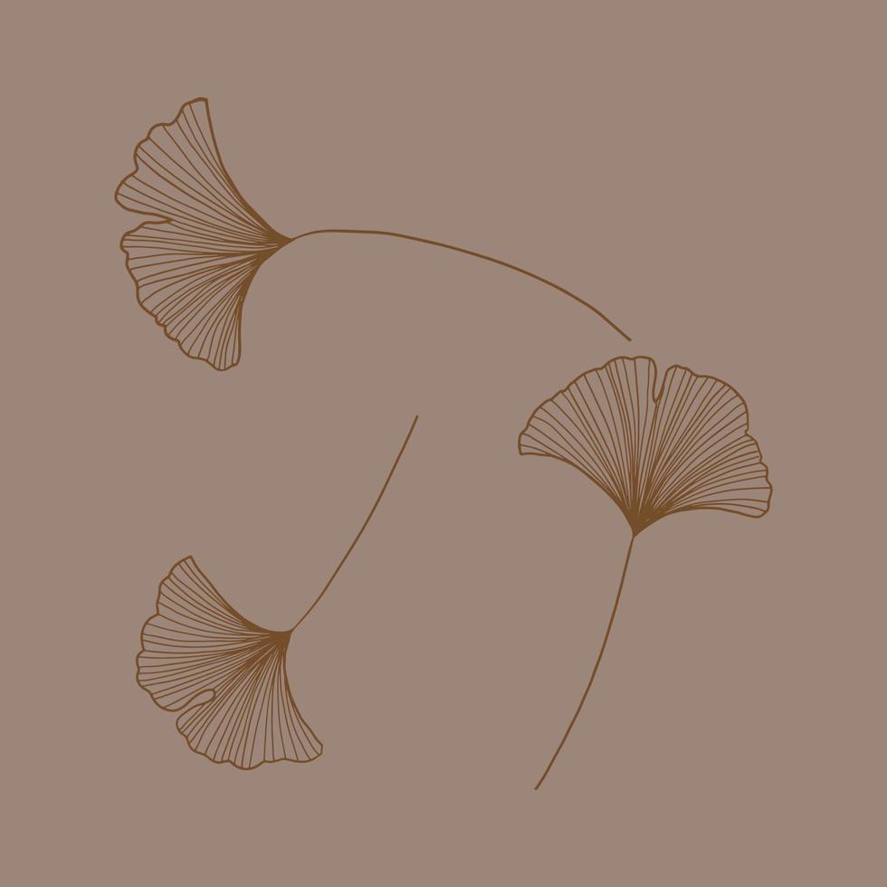 ginkgo leaf handwriting for card decoration clip art. vector