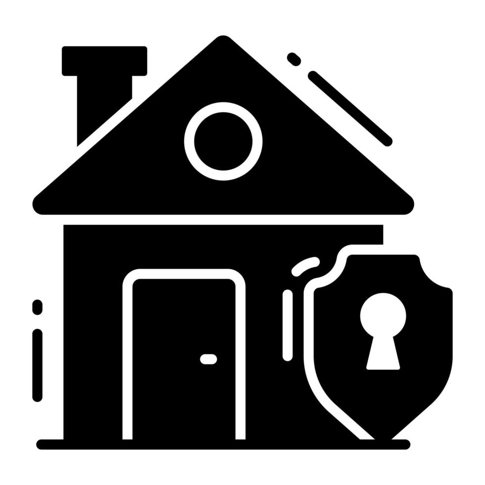 Shield with house denoting vector of home protection, home security icon