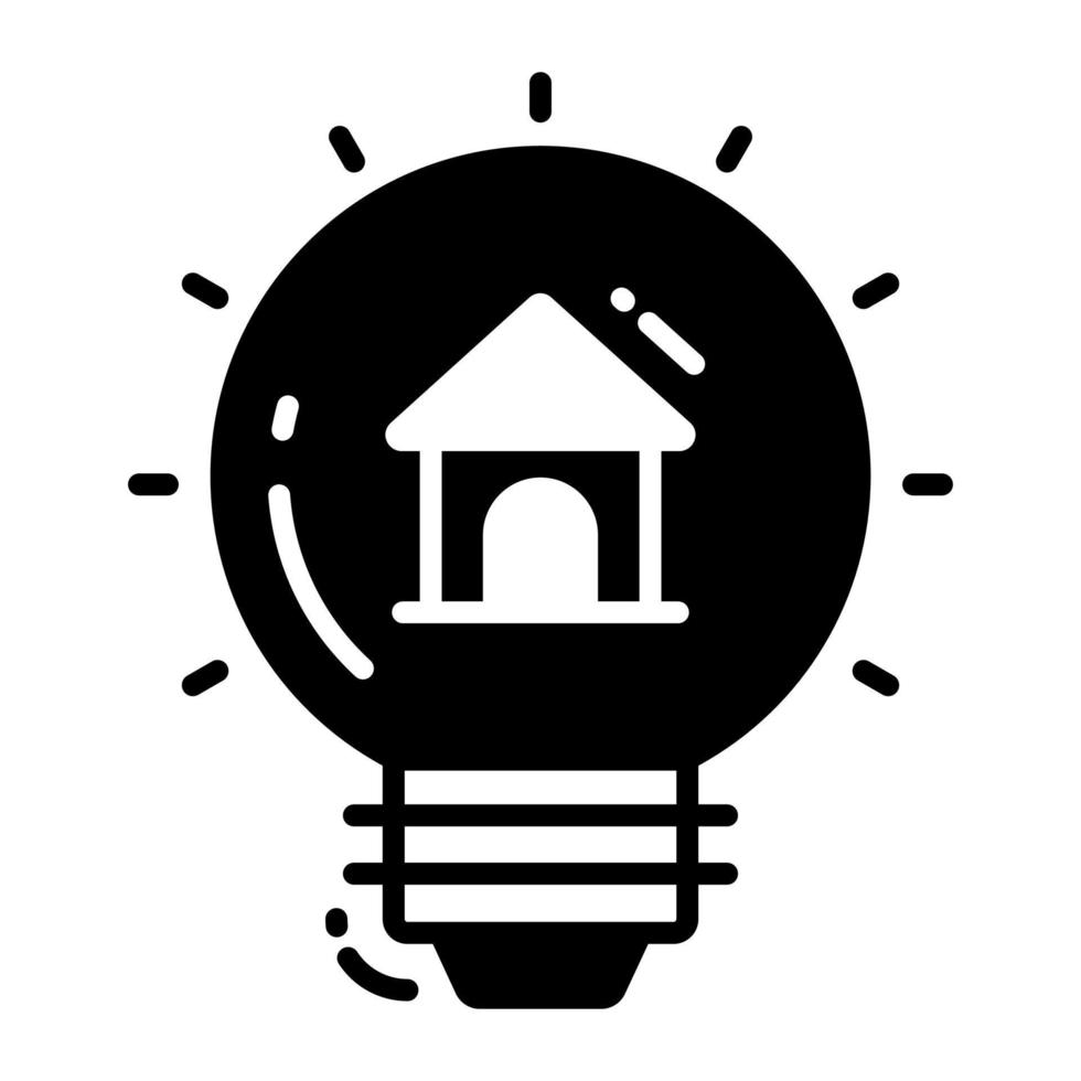 House inside light bulb denoting vector of home idea generation