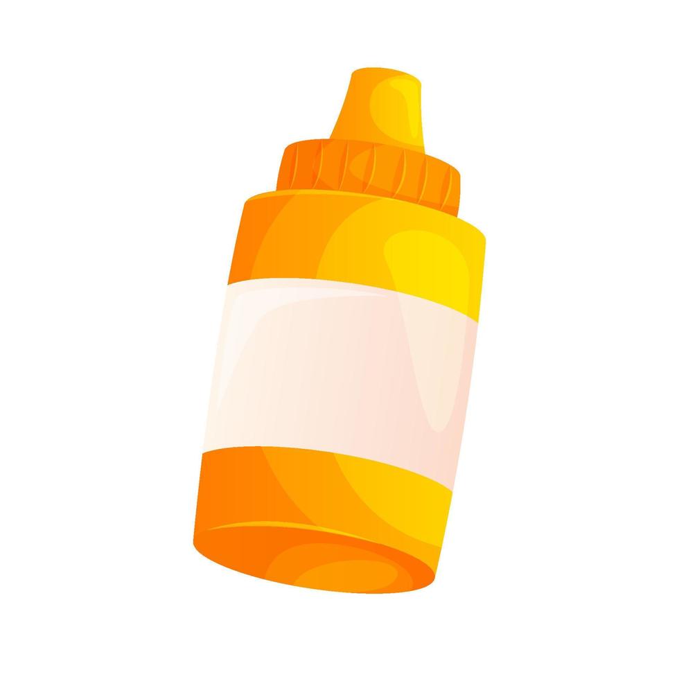 Fast food sauce bottle of mustard. Street takeaway cafe, cooking, junk food. King size, classic american traditional cartoon snacks meals. for banner, poster, menu, flyer vector