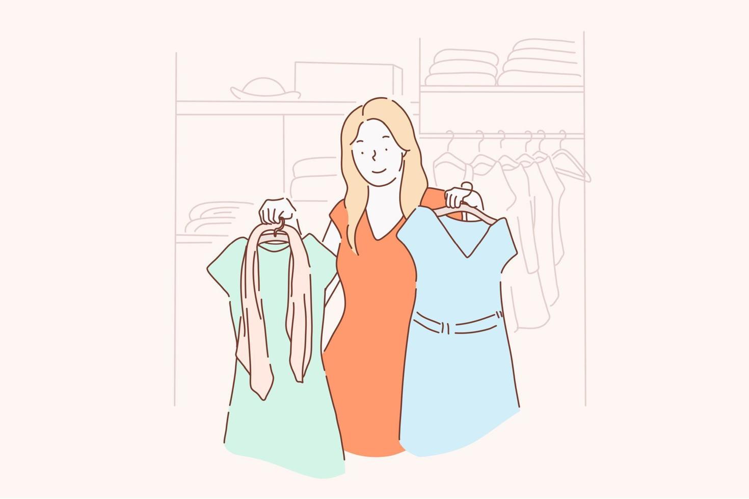 Shopping, fashion, dress, clothes concept. vector