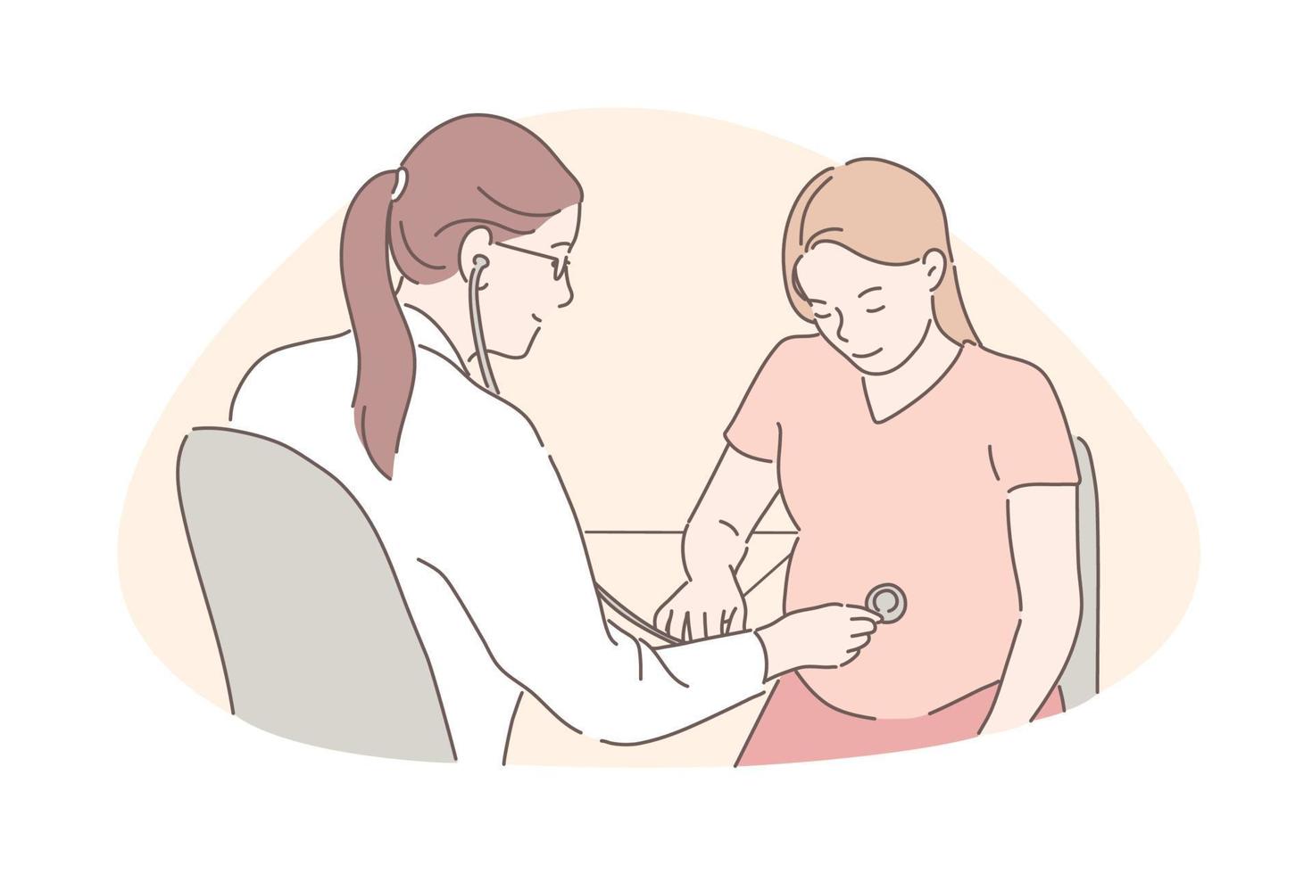 Childbearing, gestation, pregnancy concept vector