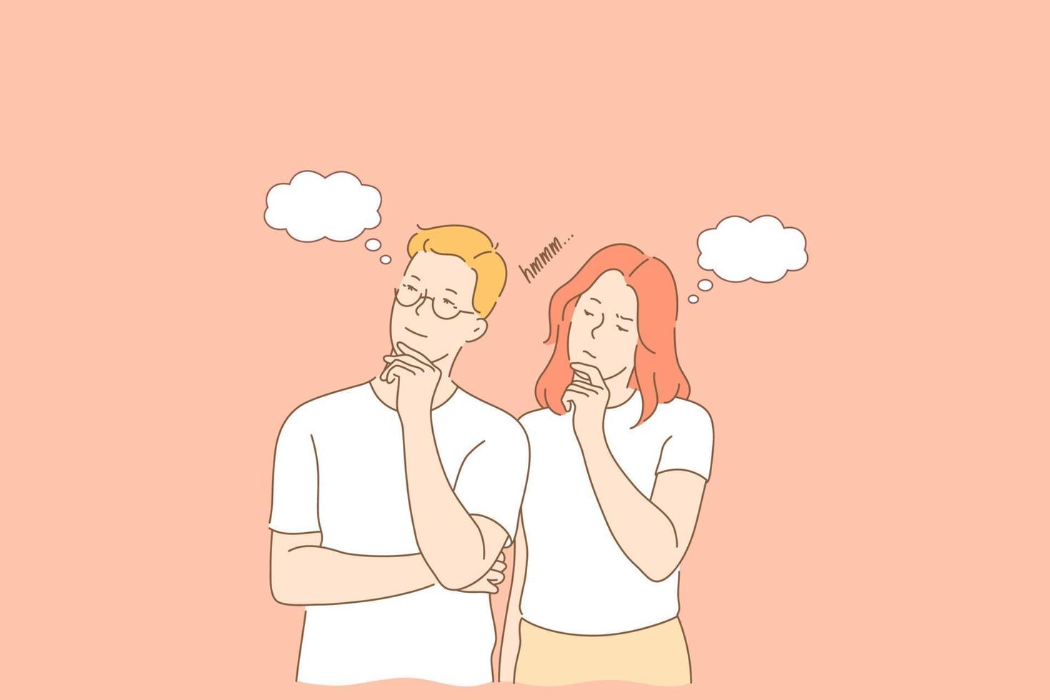 Thoughtful, pensive couple vector