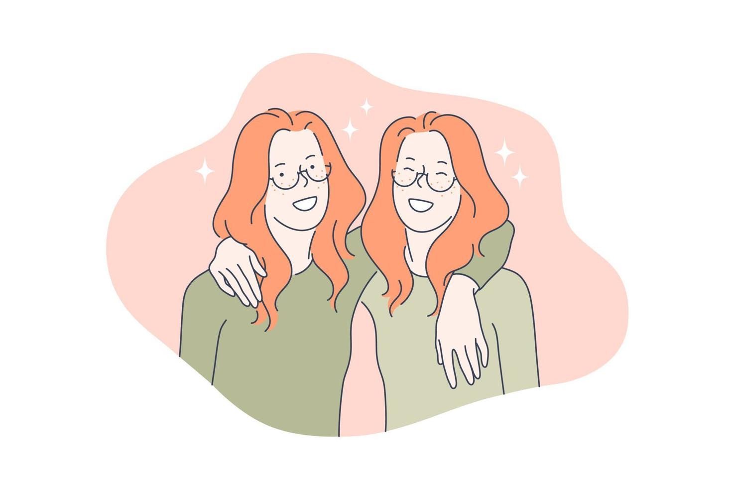 Best friends, sisters concept vector