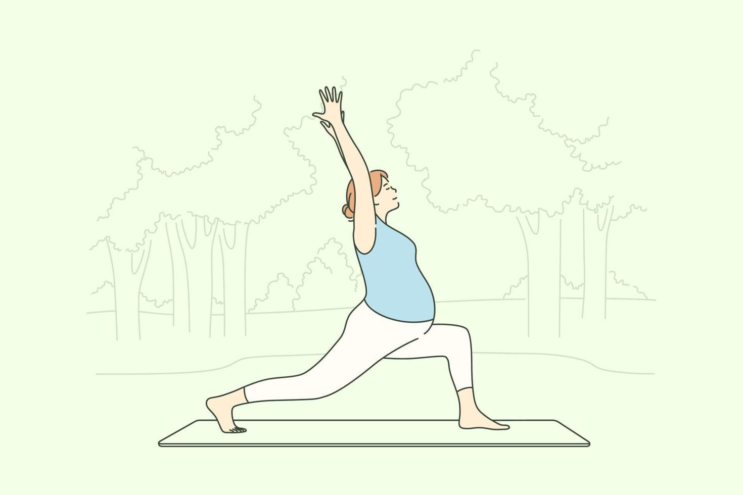 deporte, yoga, el embarazo, cuidado de la salud, formación concepto vector