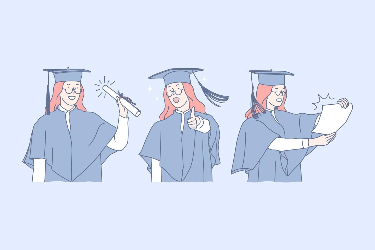 High school, university, college graduation concept vector