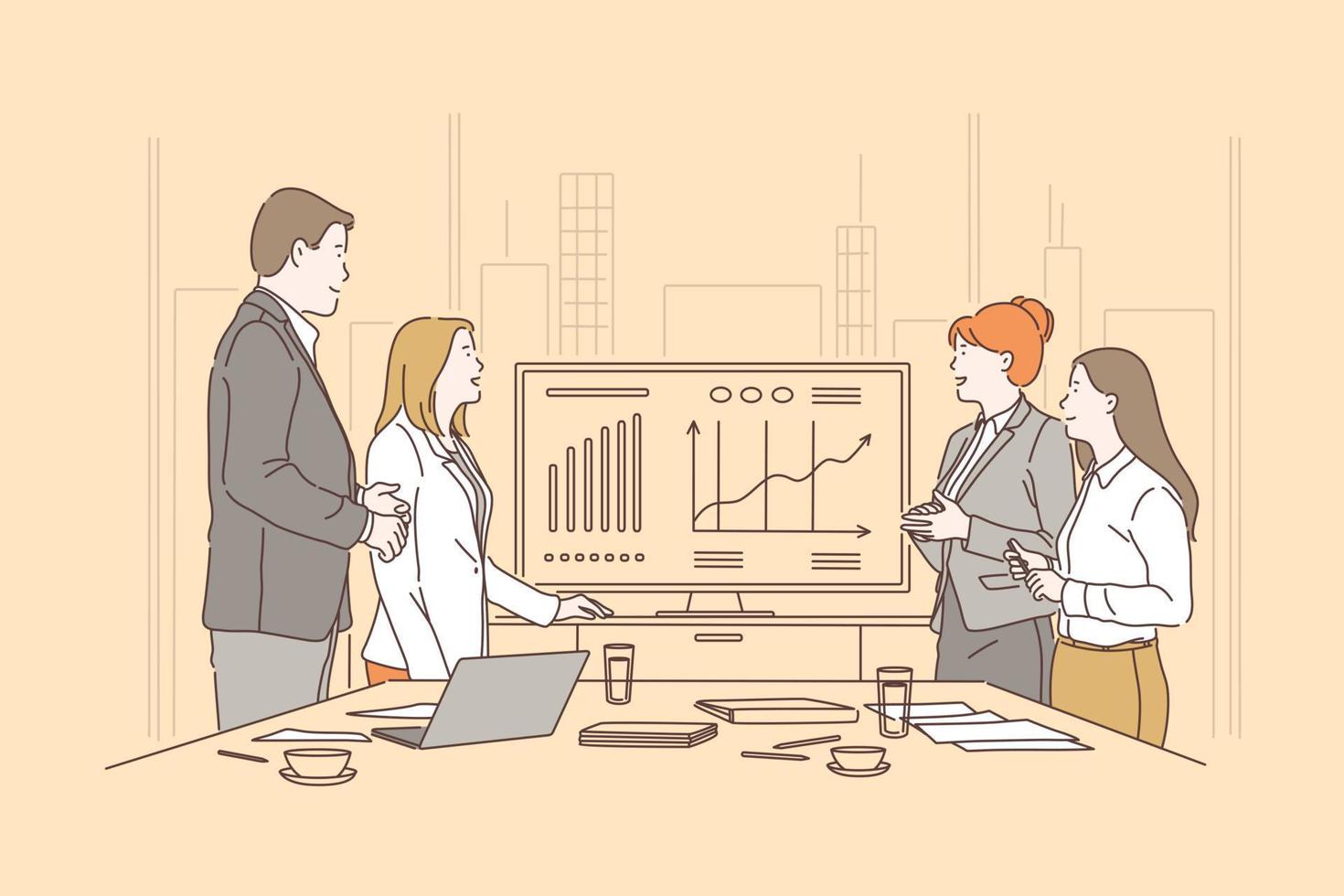 Teamwork, brainstorming meeting concept vector