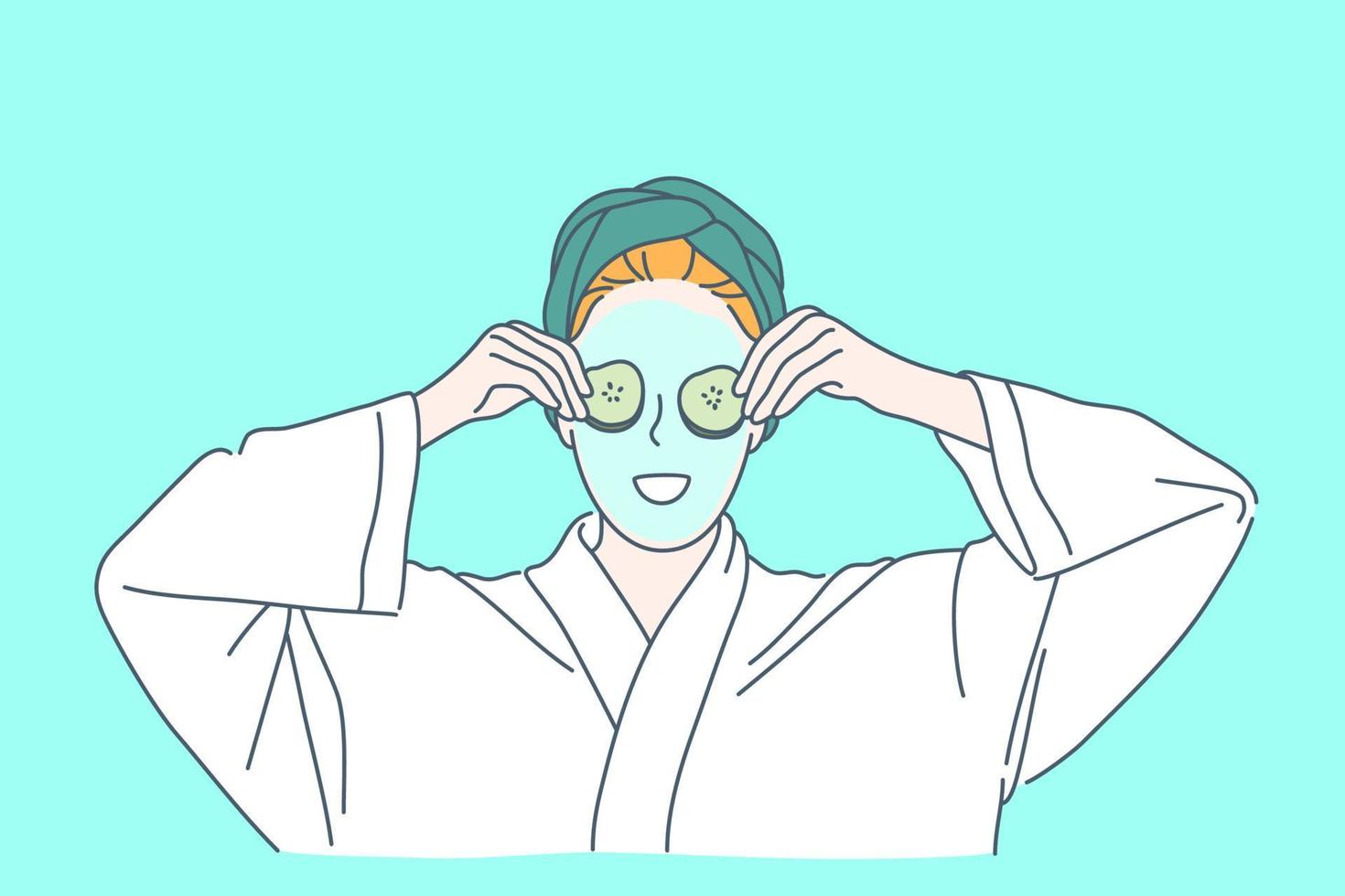 Skincare, face mask, anti-aging care concept vector