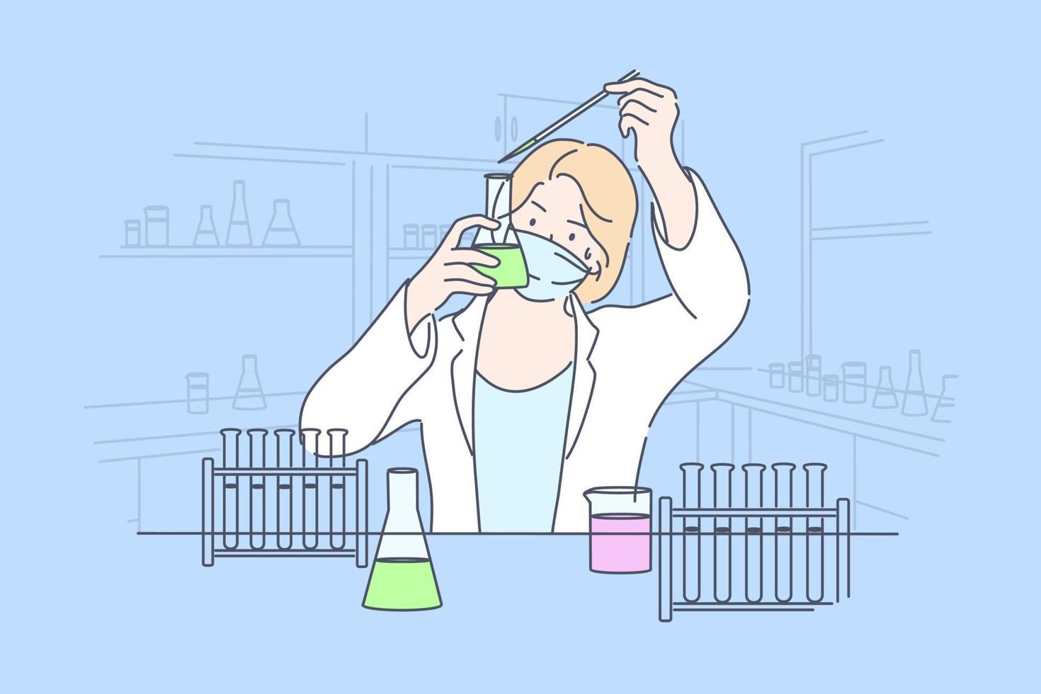 Science, chemistry, experiment concept. vector