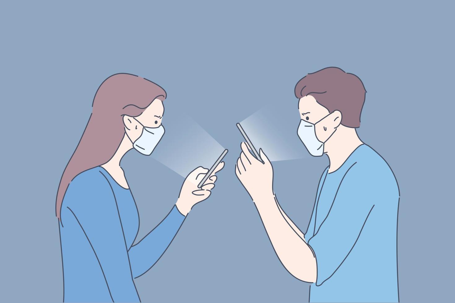 Protection, quarantine, communication, covid19, infection, 2019ncov, coronavirus concept. vector