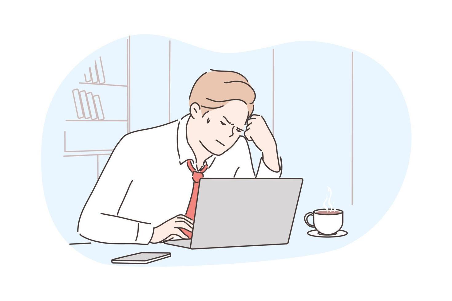 Business, frustration, mental stress, depression, work concept vector