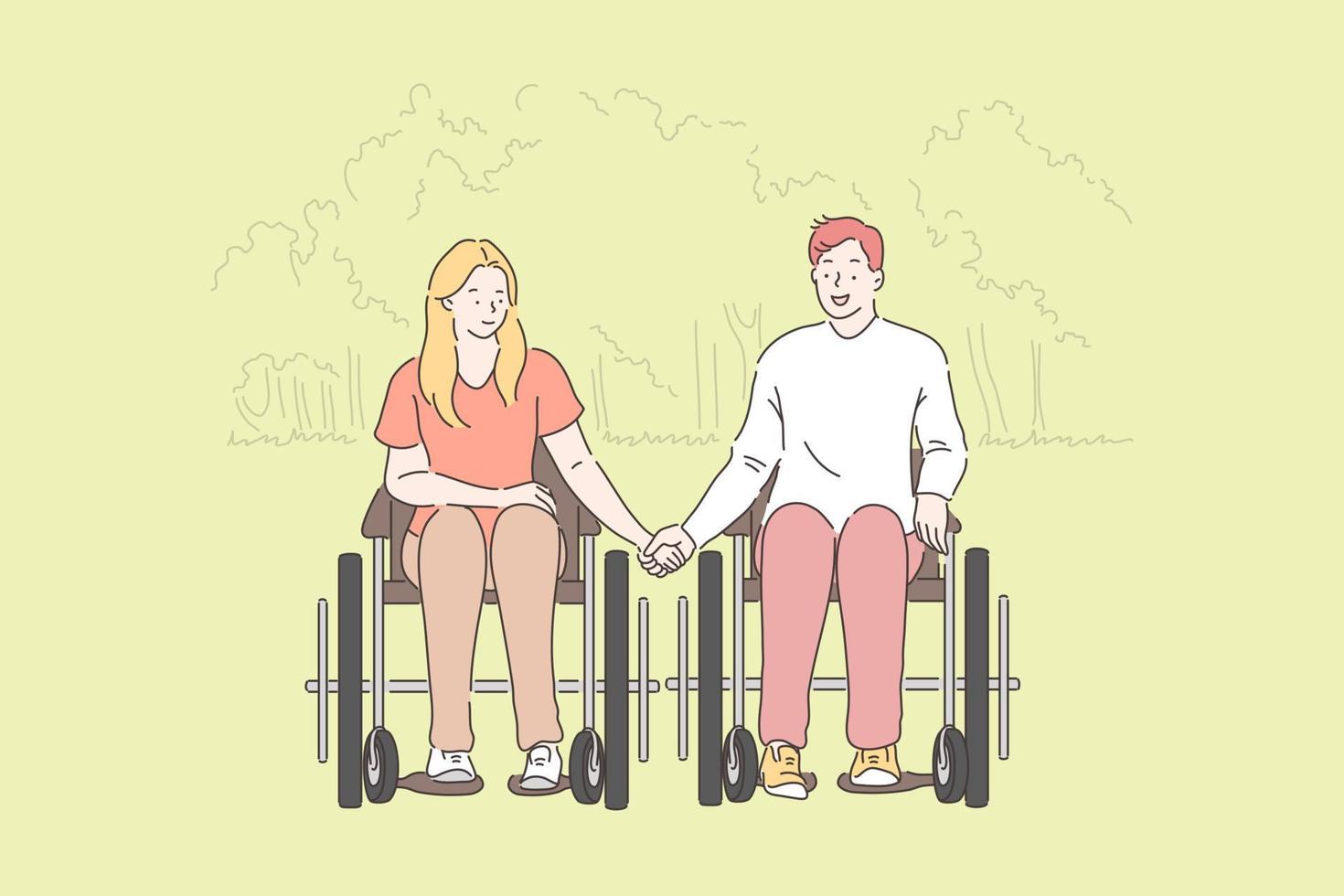 discapacitado gente, romántico relación concepto vector