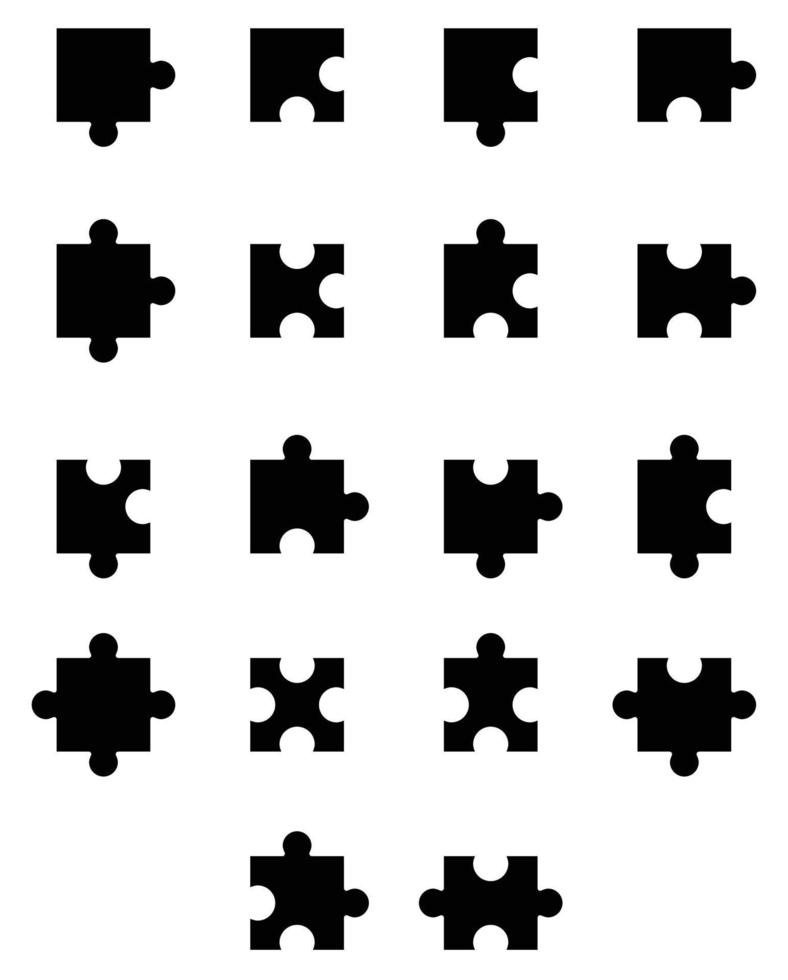 Diverse set of black silhouette puzzles vector