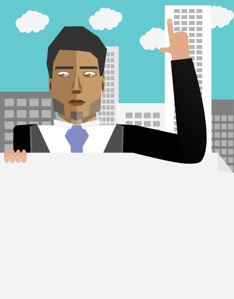 Man hold blank banner vector