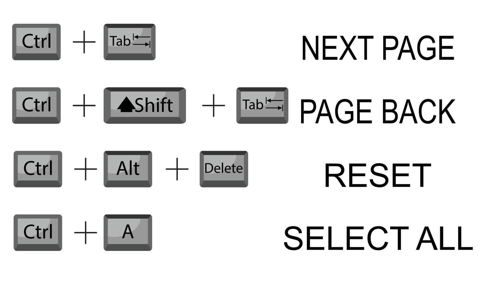 Set of combination button keyboard vector