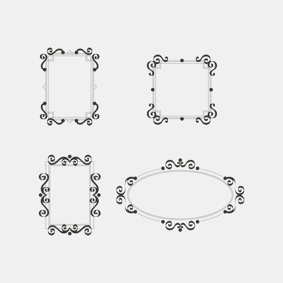 calligraphic ornamental frame set vector