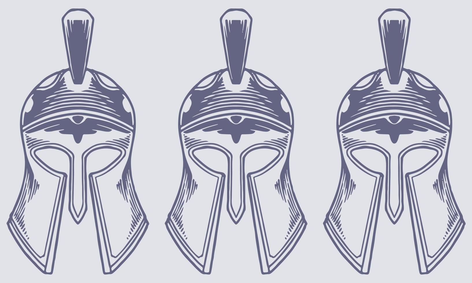 Black and White Hoplite Helmet Vector Illustration - Ancient Greek