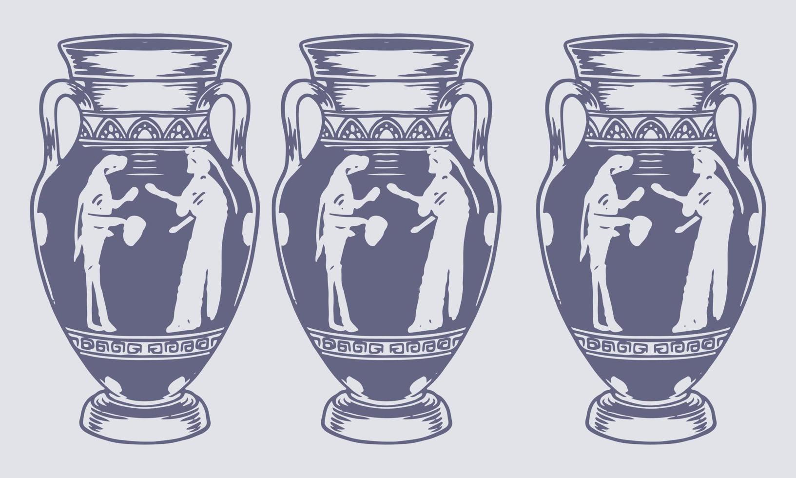 Pouring Black and White Oinochoe Vector Illustration - Ancient Greek