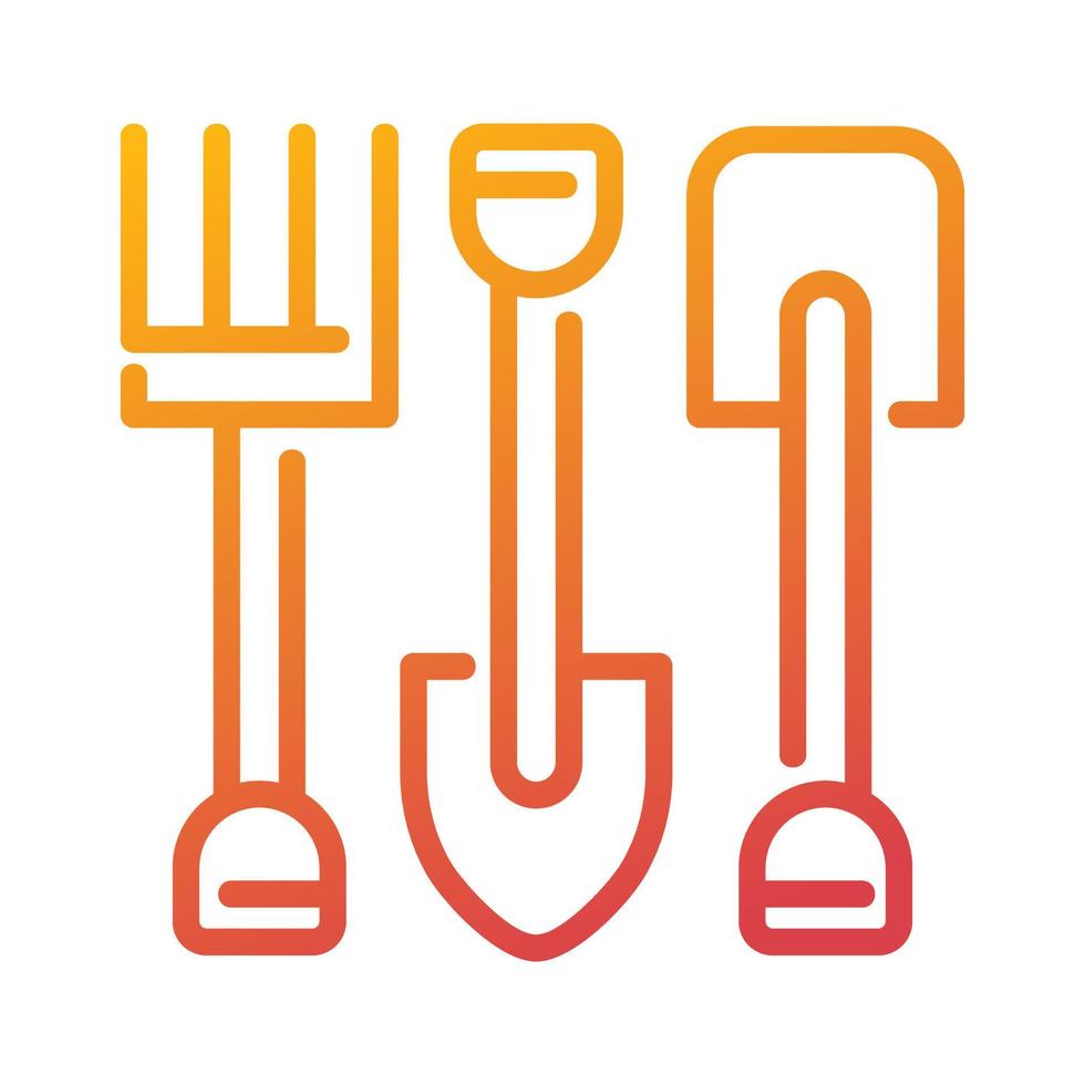 garden shovel hoe carpentry tool gradient icon vector illustration