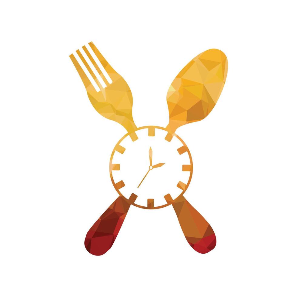spoon and fork with clock icon over white background. colorful design. vector illustration
