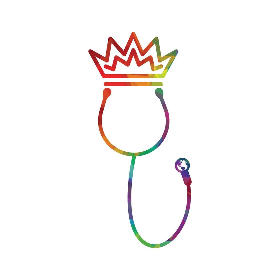Silhouette of a stethoscope with a crown. Vector illustration design