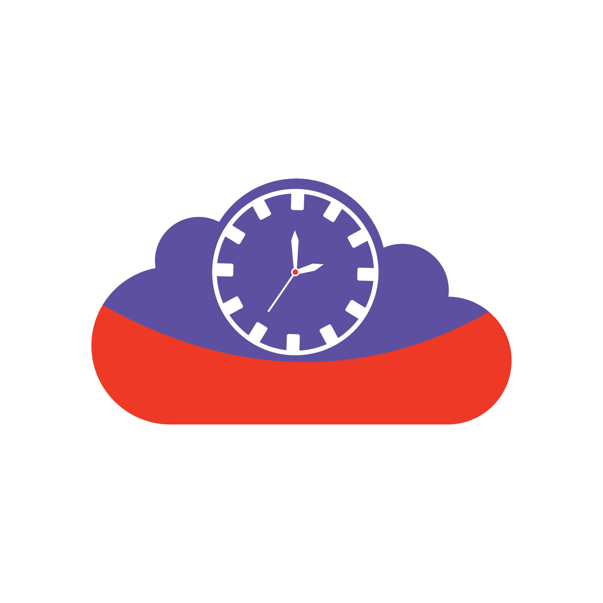 Clock and cloud icon. Flat color design. Vector Illustration. 23108413
