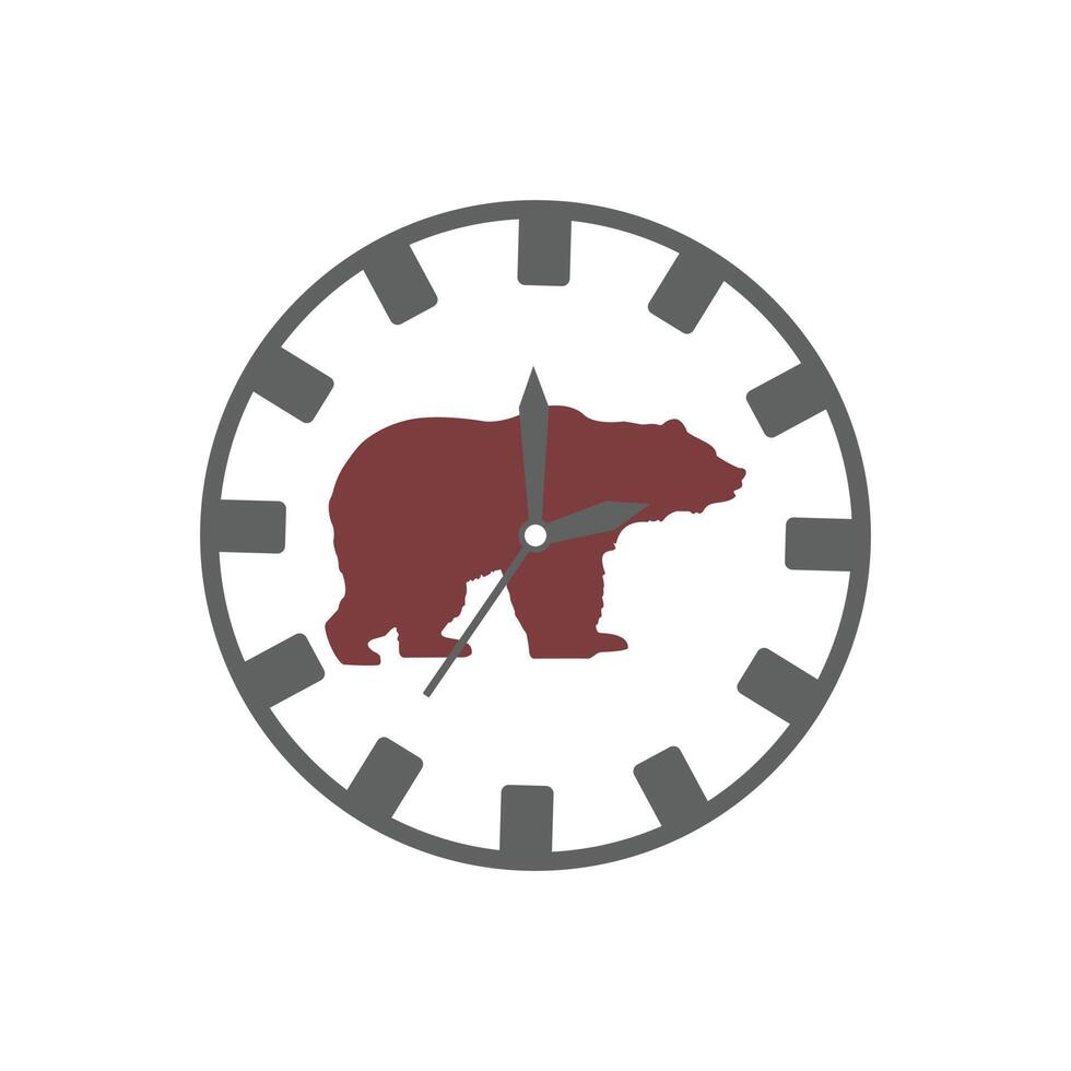 lento hora de vida concepto. reloj con oso. vector ilustración en blanco antecedentes.