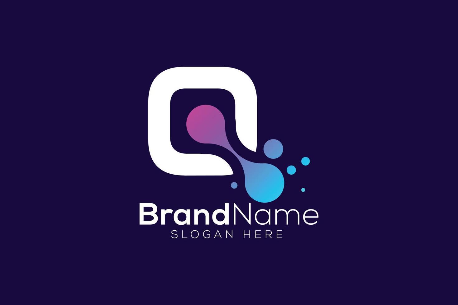 Modern blue letter Q technology logo design vector template