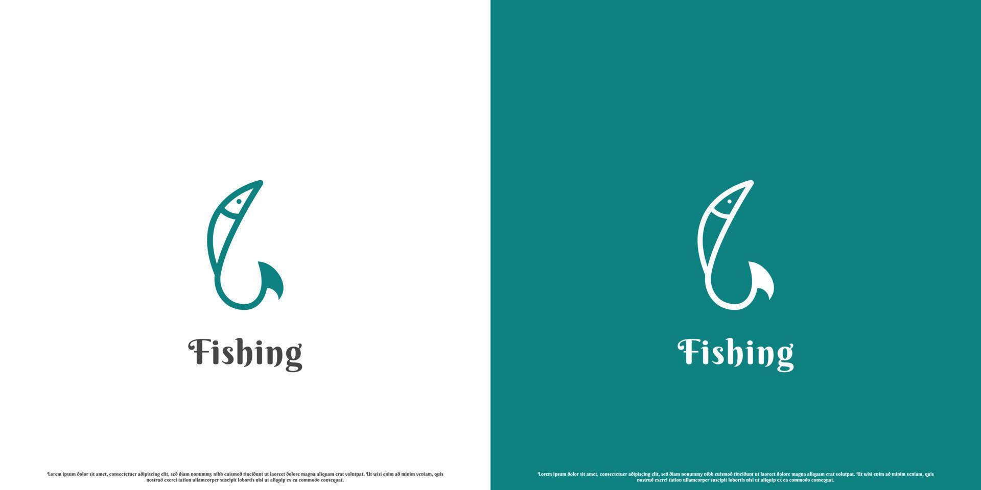 Simple fishing logo design illustration. Creative silhouette of fishing