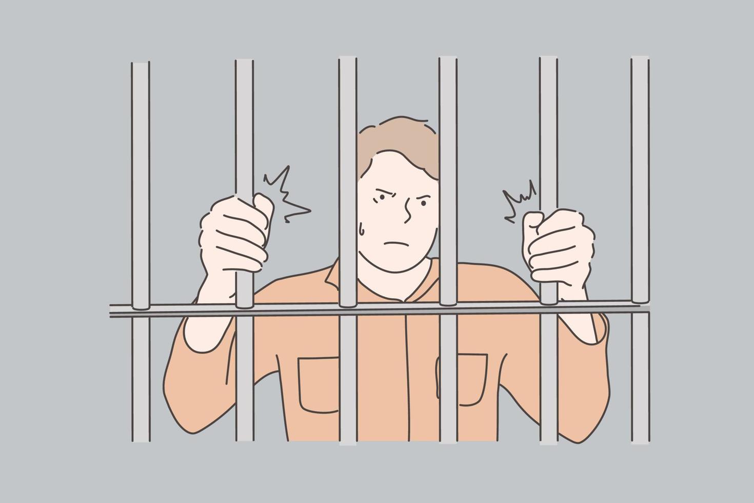 Jail, prisoner, crime concept vector