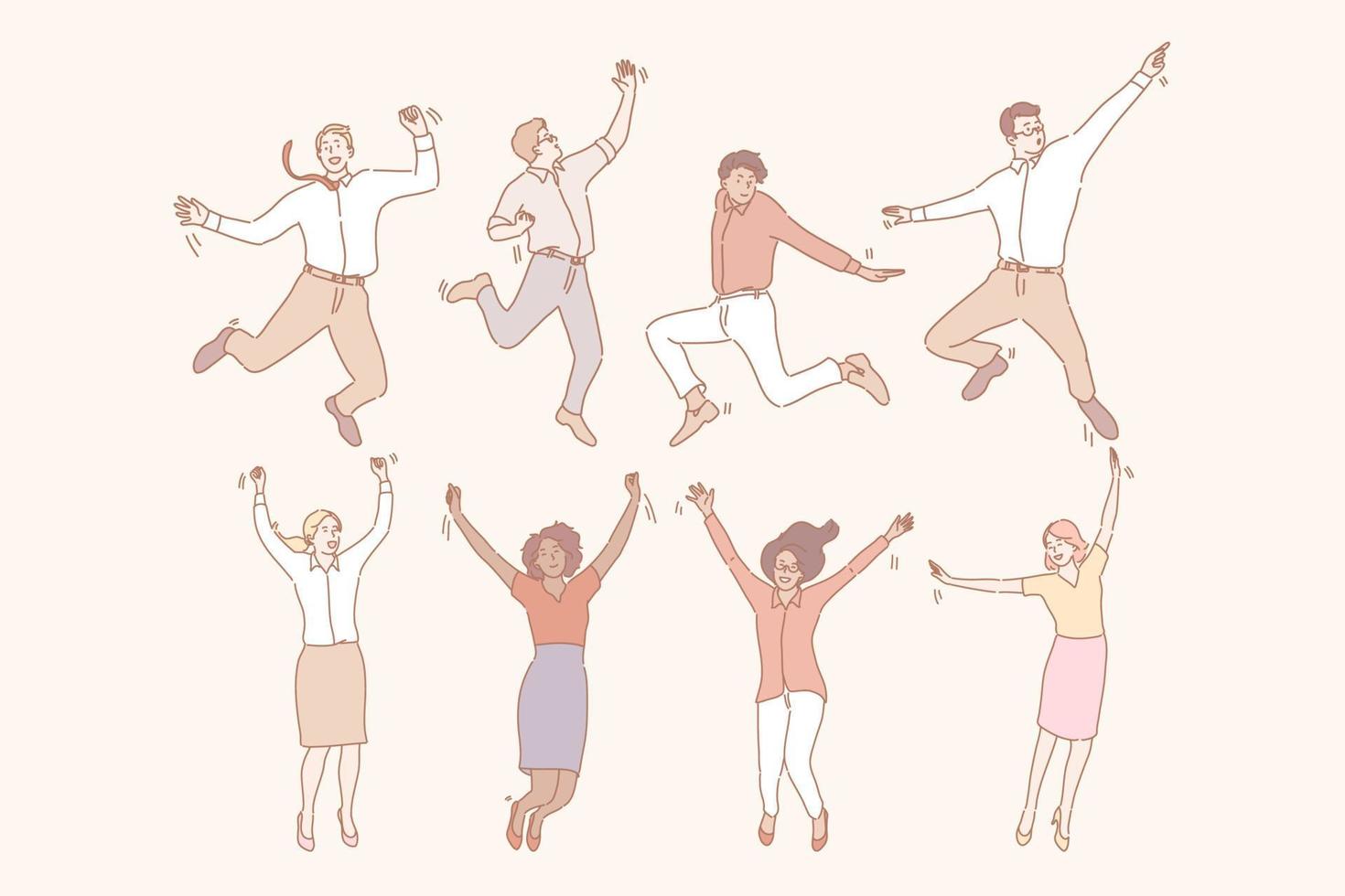 Jumping business people set vector