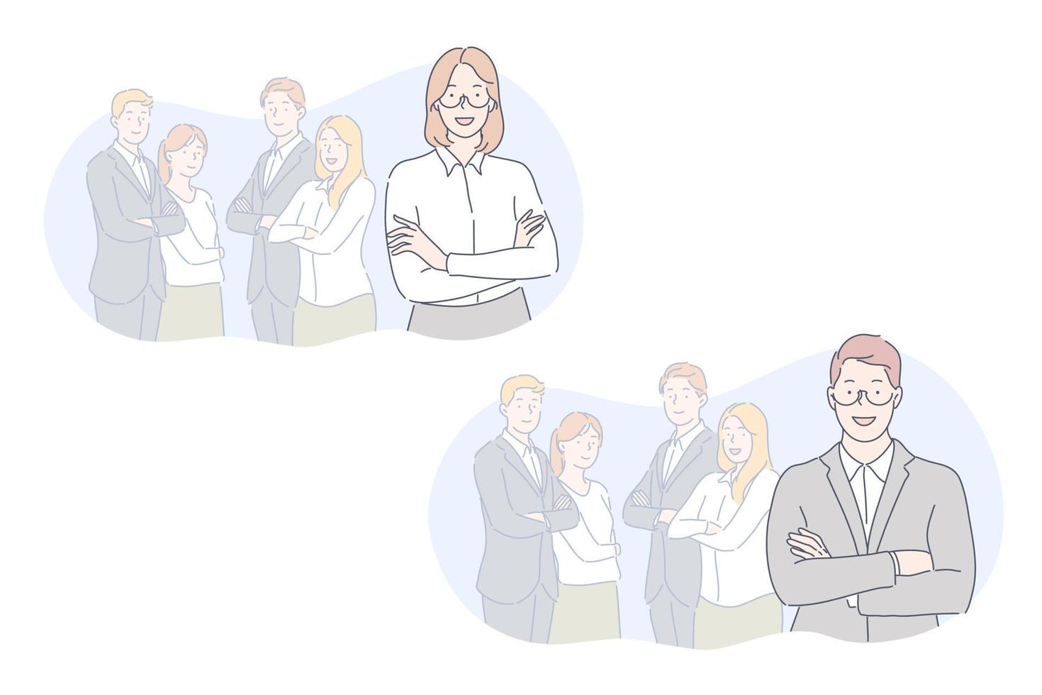 Team, leader, coworking set concept vector