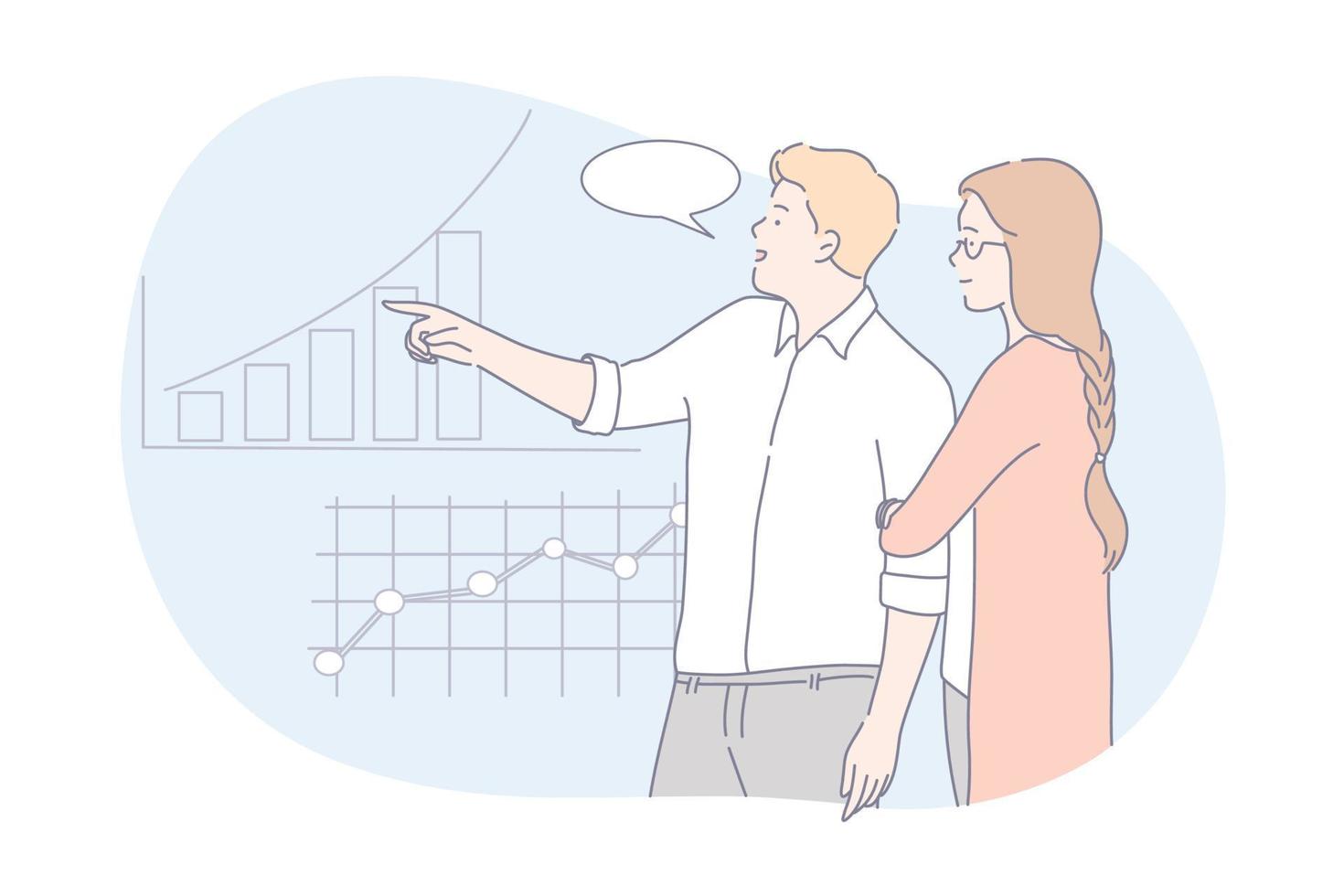 Coworking, teamwork, business presentation concept vector