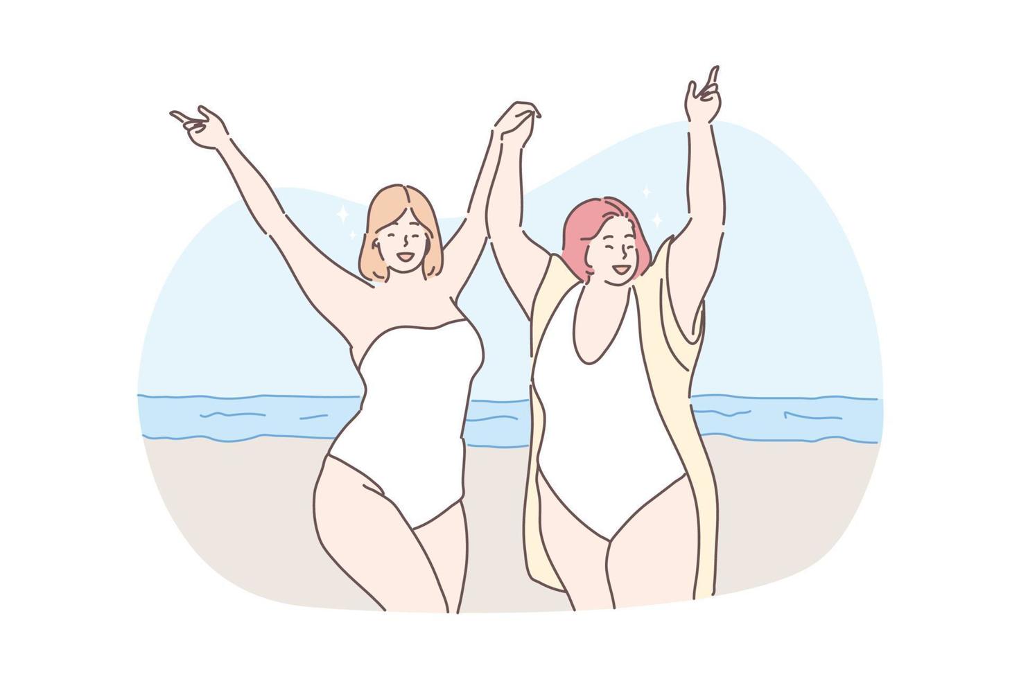 Body positive, vacation, holiday concept vector