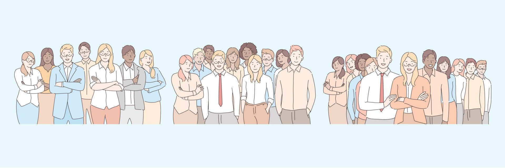 Company staff, business team set concept vector