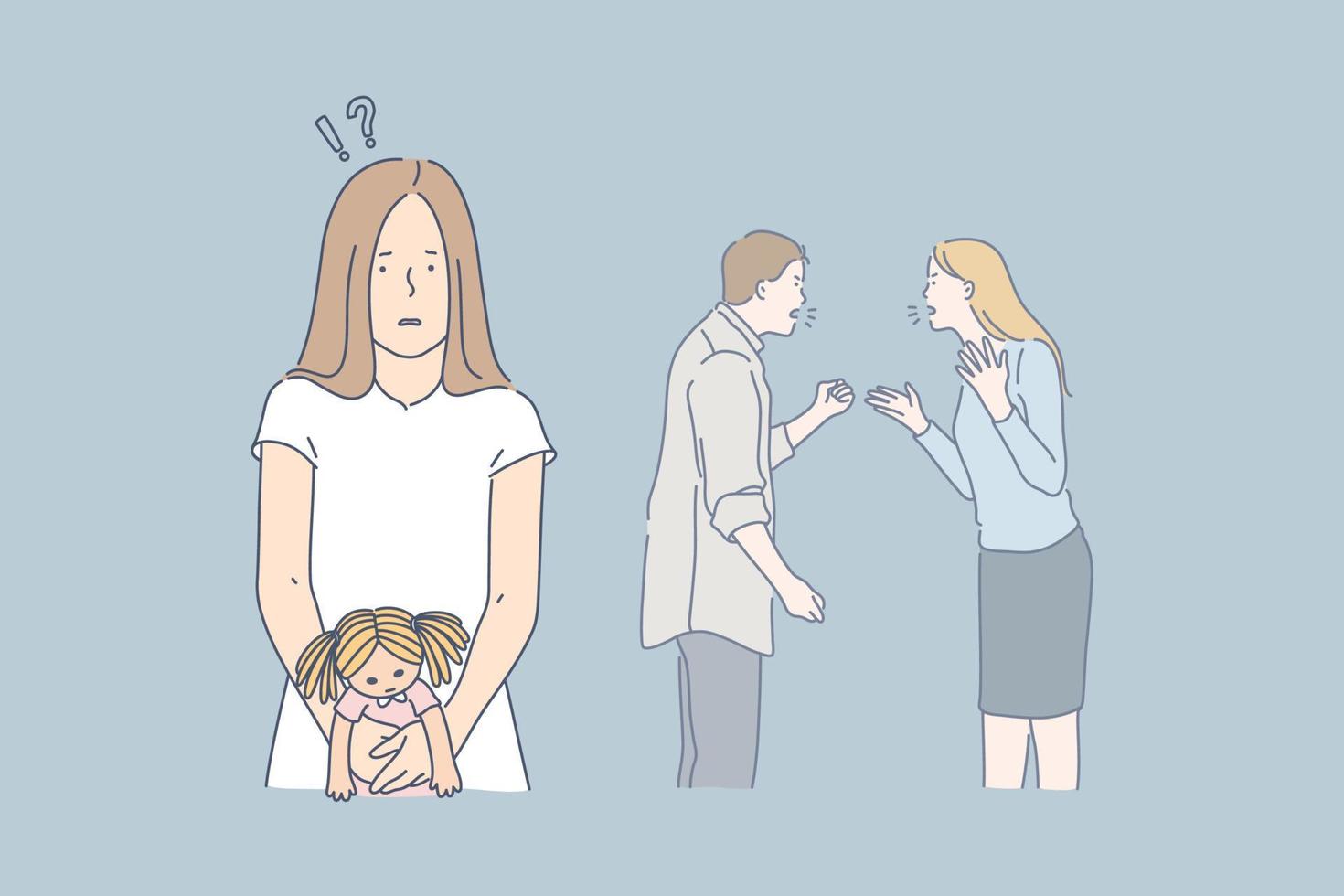 Parents quarrelling concept vector